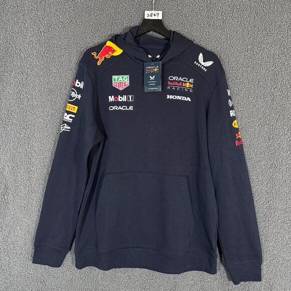 Castore Oracle Red Bull Formula 1 Racing Pullover Hoodie - Men's Size M - Blue - Picture 1 of 7